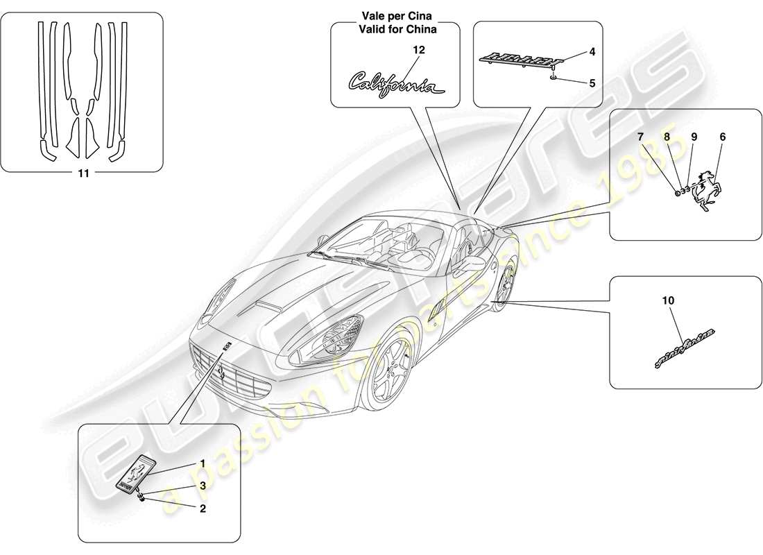 ferrari california (europe) boucliers, garniture et couvercles schéma des pièces