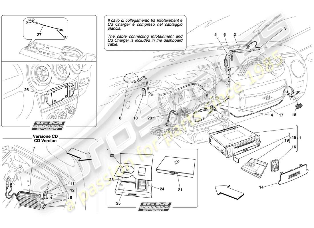 ferrari f430 scuderia spider 16m (usa) schéma des pièces du système hi-fi