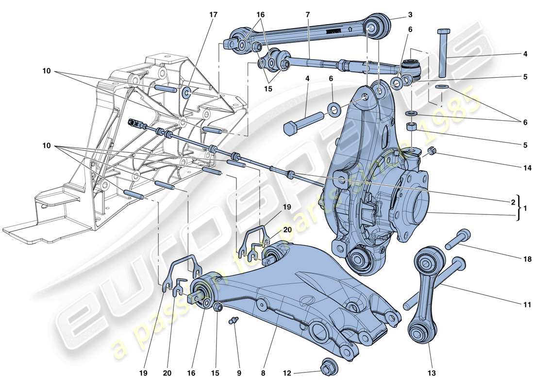 ferrari california t (rhd) suspension arrière - bras schéma des pièces