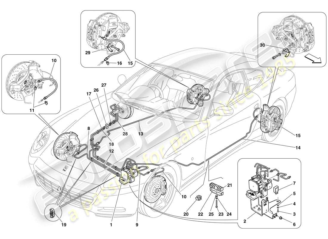 ferrari 612 scaglietti (usa) système de freinage schéma des pièces