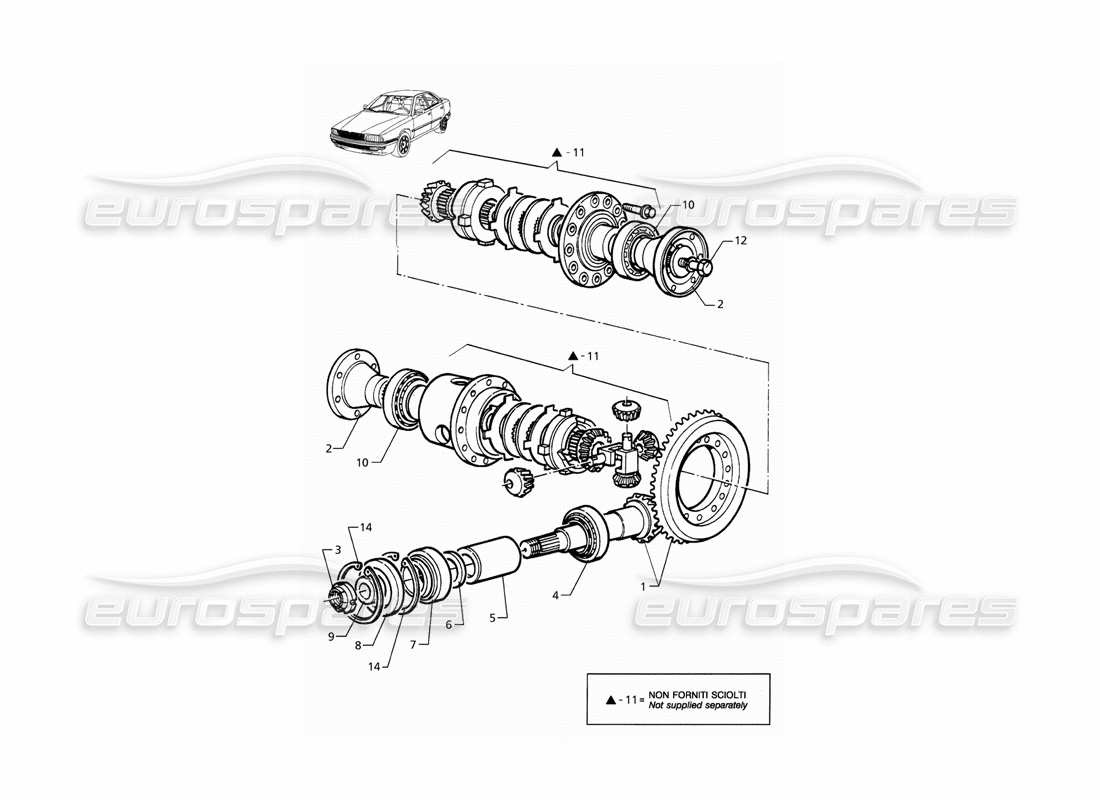 maserati qtp. 3.2 v8 (1999) diagramme des pièces des pièces internes du différentiel