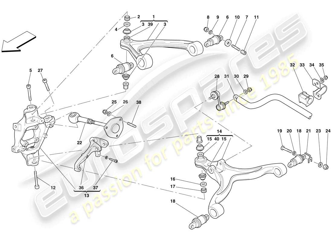 ferrari 599 sa aperta (usa) suspension arrière - bras et barre stabilisatrice schéma des pièces