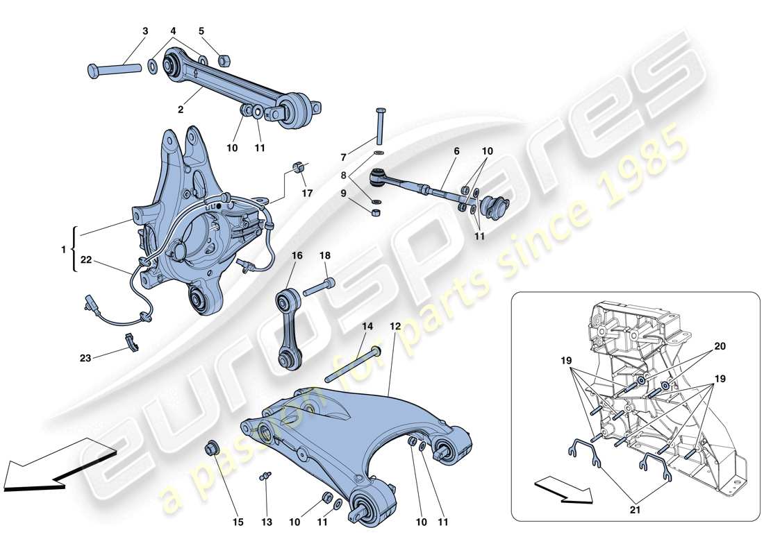 ferrari 458 italia (usa) suspension arrière - bras - schéma des pièces