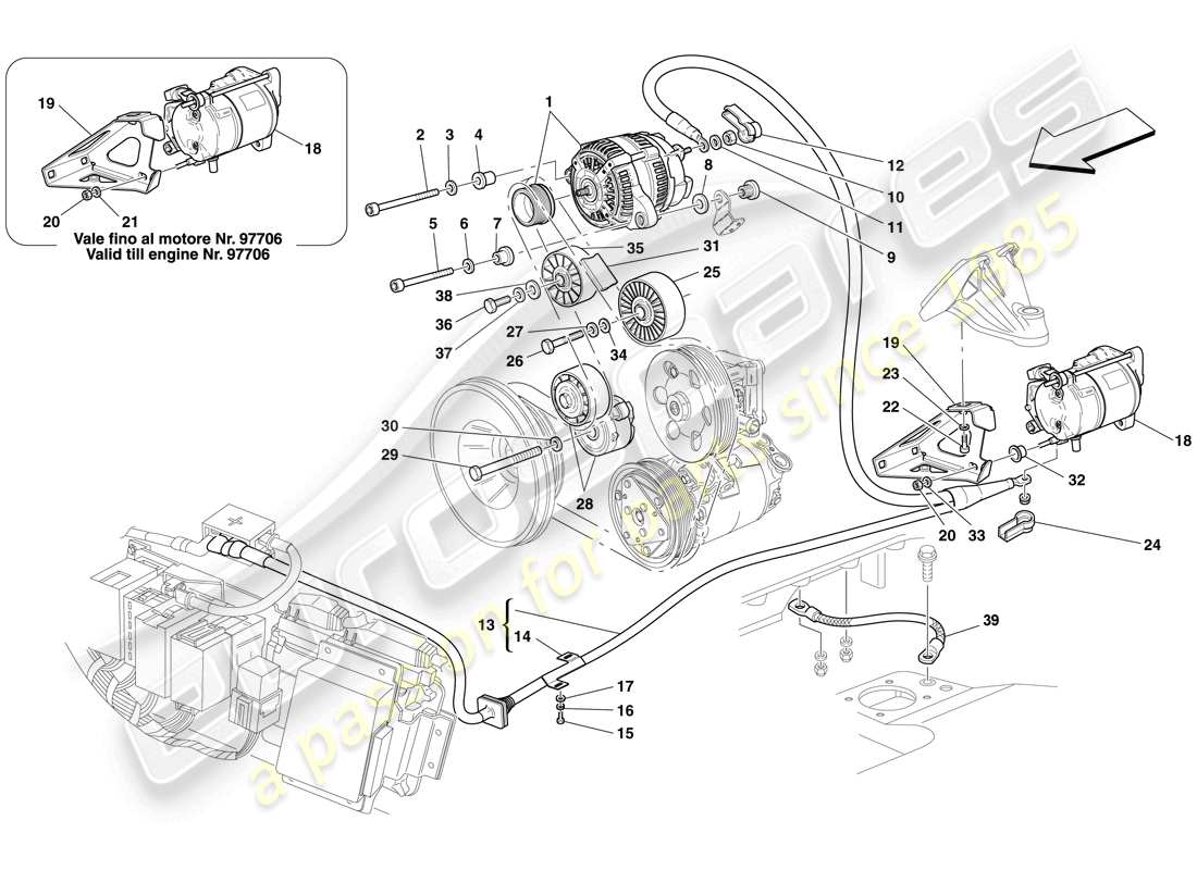 ferrari f430 spider (europe) alternateur - démarreur schéma des pièces