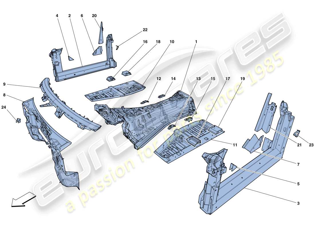 ferrari f12 tdf (rhd) structures et éléments, centre du véhicule schéma des pièces