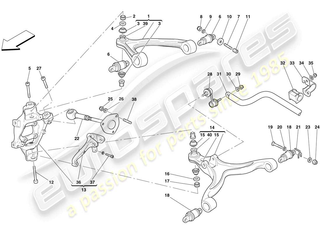 ferrari 599 sa aperta (europe) suspension arrière - bras et barre stabilisatrice schéma des pièces