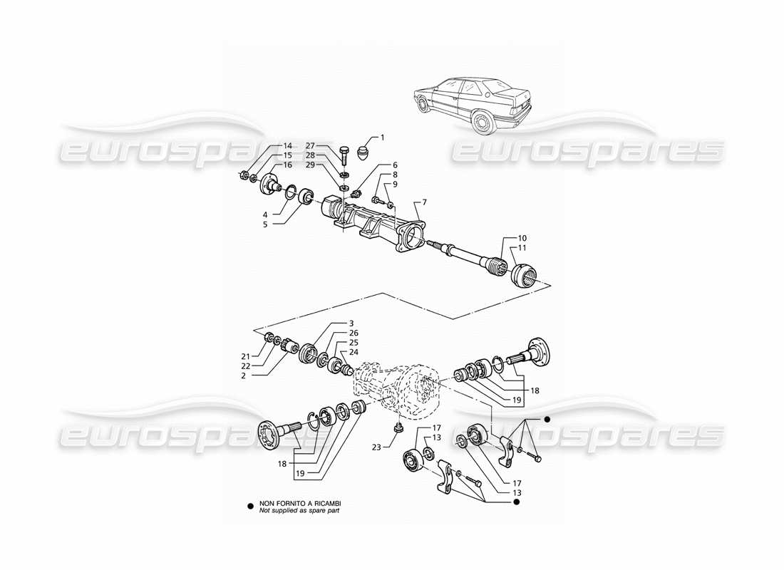 maserati ghibli 2.8 (abs) diagramme de pièce d'extension différentielle