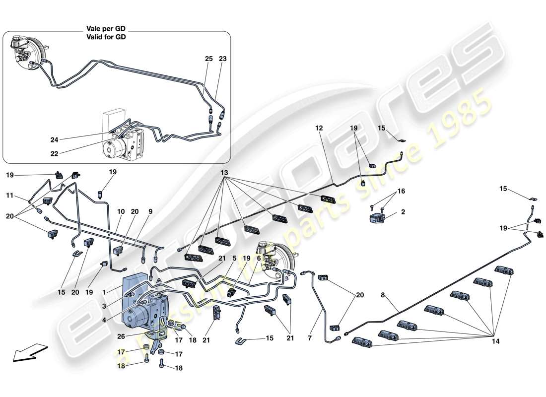 ferrari california t (usa) système de freinage schéma des pièces