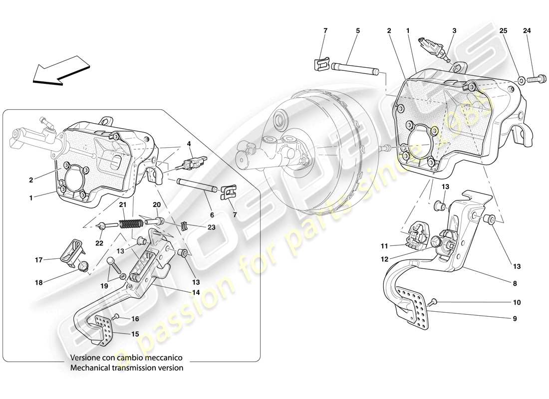 ferrari 599 gtb fiorano (usa) diagramme des pièces du pedal board