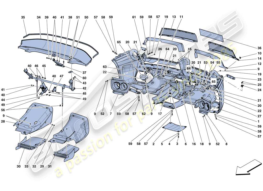 ferrari laferrari aperta (europe) pare-choc arrière schéma des pièces