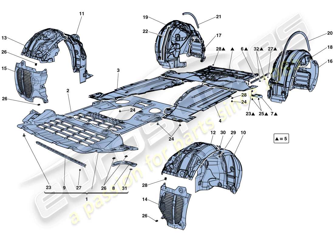 ferrari california t (rhd) sous-travail plat et toilettes schéma des pièces