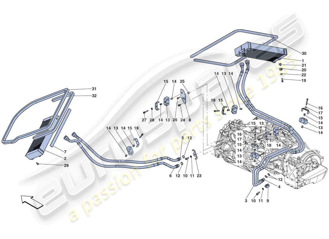 ferrari laferrari aperta (europe) système de refroidissement d'huile de boîte de vitesses schéma des pièces