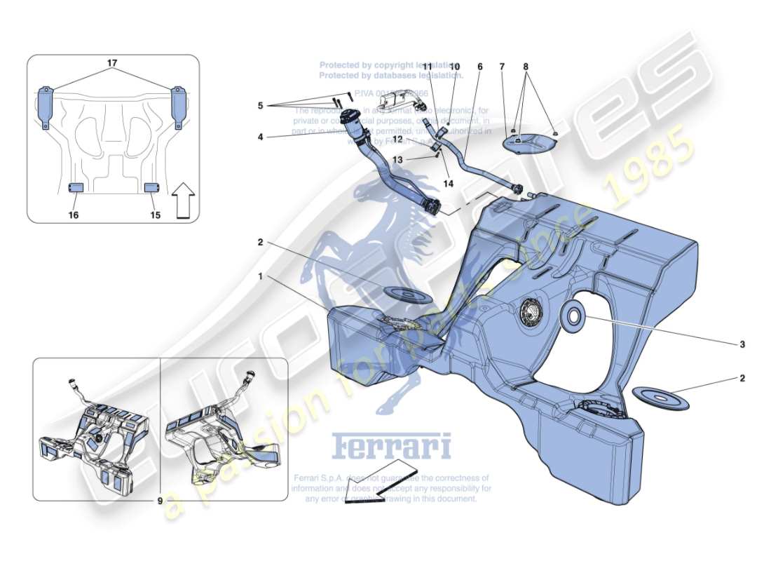 ferrari gtc4 lusso (europe) réservoir de carburant et col de remplissage schéma des pièces