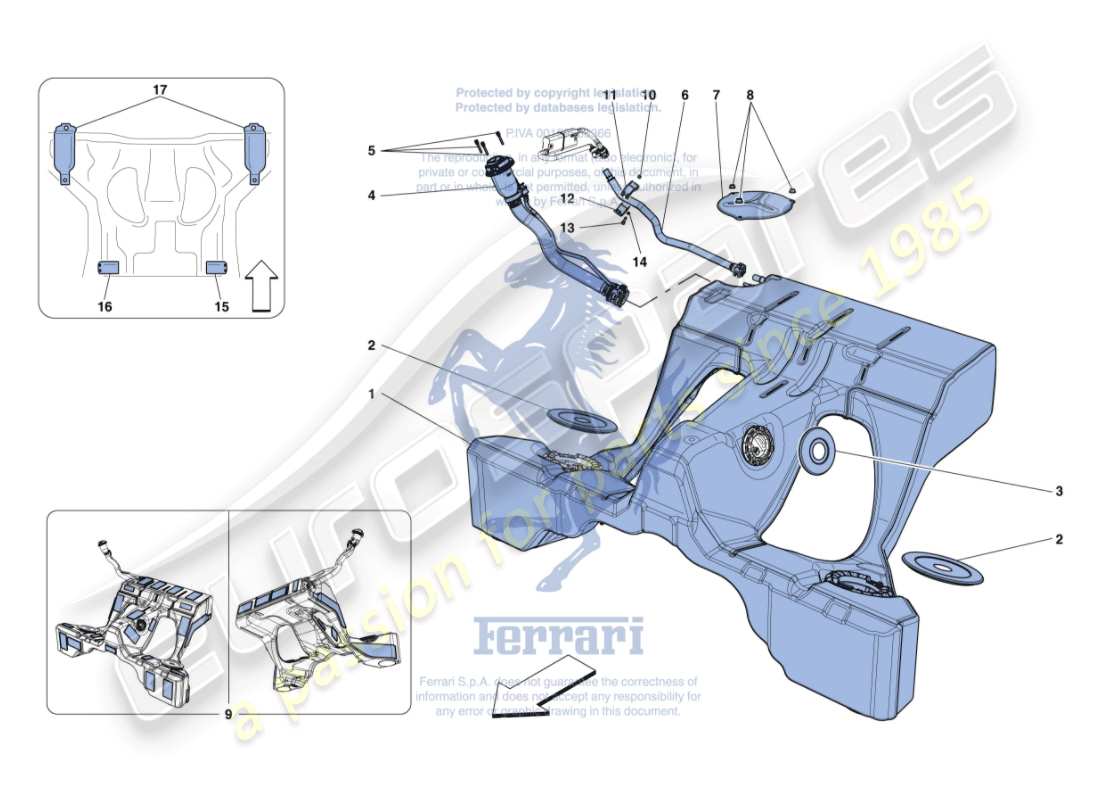 ferrari gtc4 lusso (europe) réservoir de carburant et col de remplissage schéma des pièces