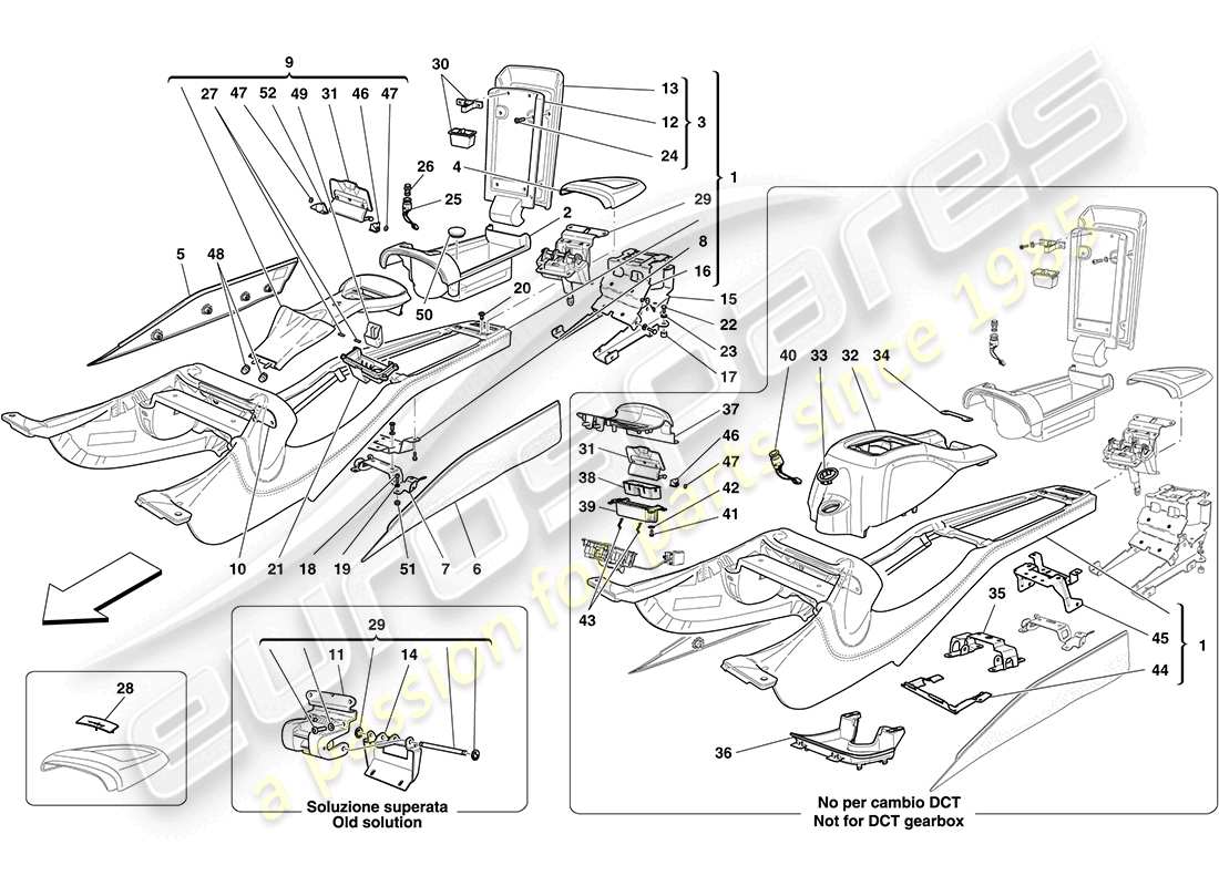 ferrari california (europe) tunnel central et unité accessoire schéma des pièces