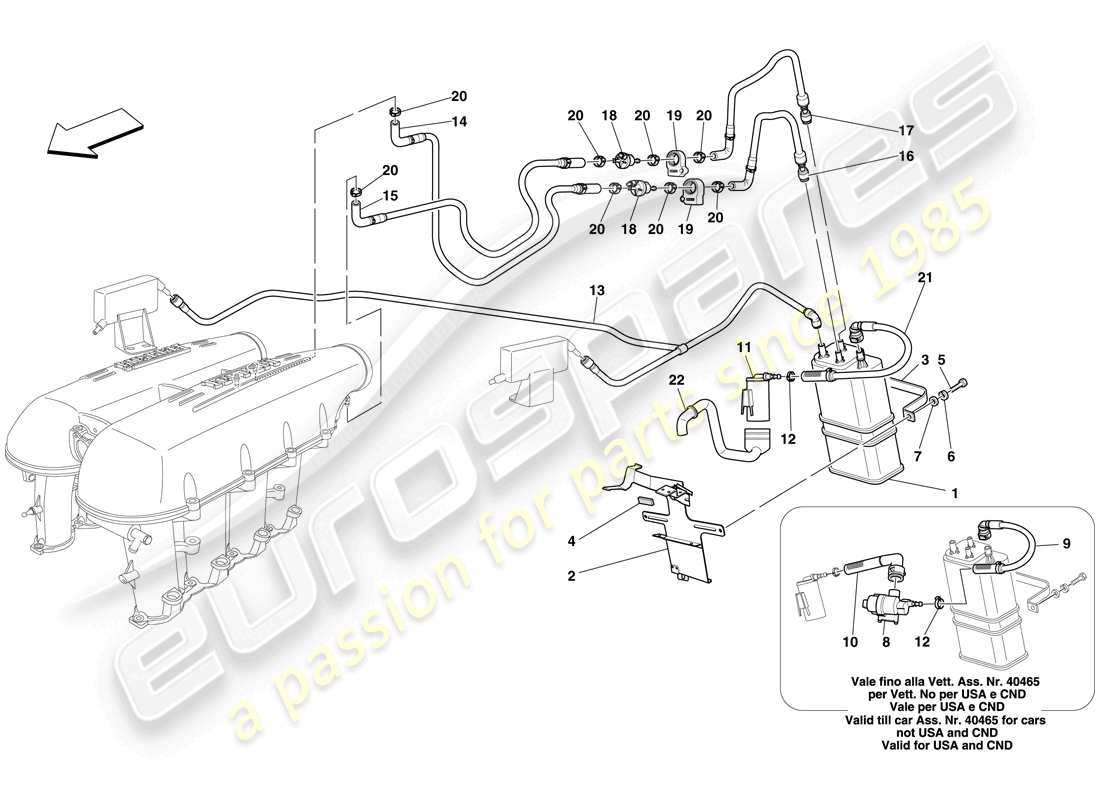 ferrari f430 spider (europe) système de contrôle des émissions par évaporation diagramme des pièces