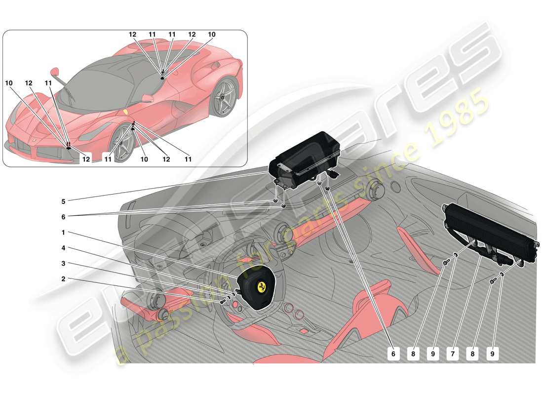 ferrari laferrari (usa) diagramme des pièces des airbags