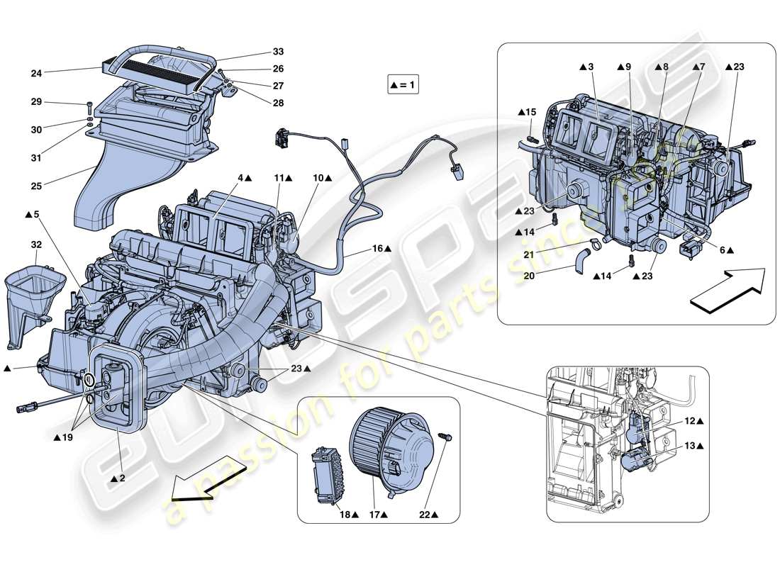 ferrari laferrari aperta (europe) unité d'évaporateur schéma des pièces