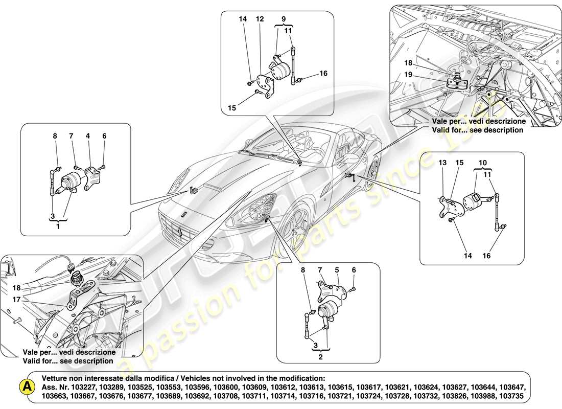 ferrari california (usa) gestion électronique (suspension) schéma des pièces