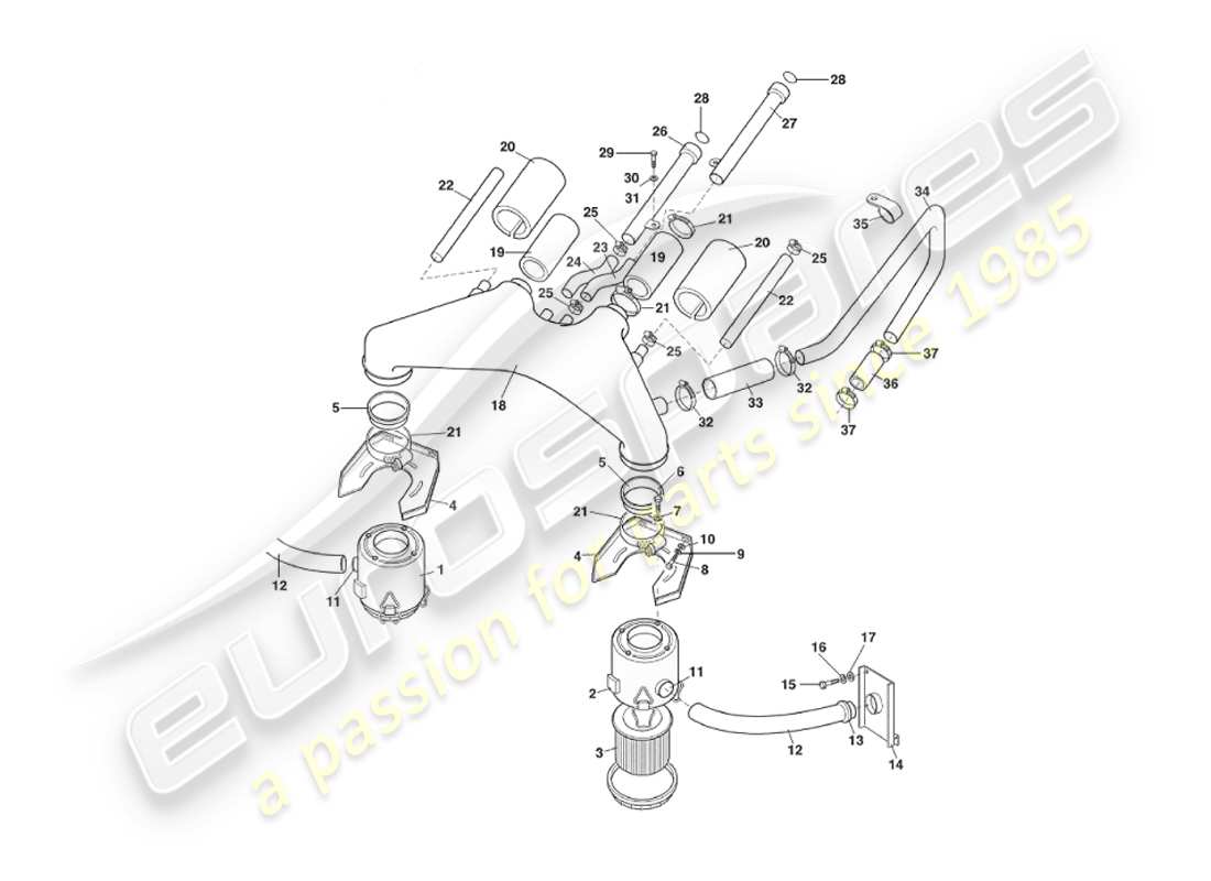 aston martin v8 virage (2000) filtres à air, selon vin 60224 diagramme de pièce