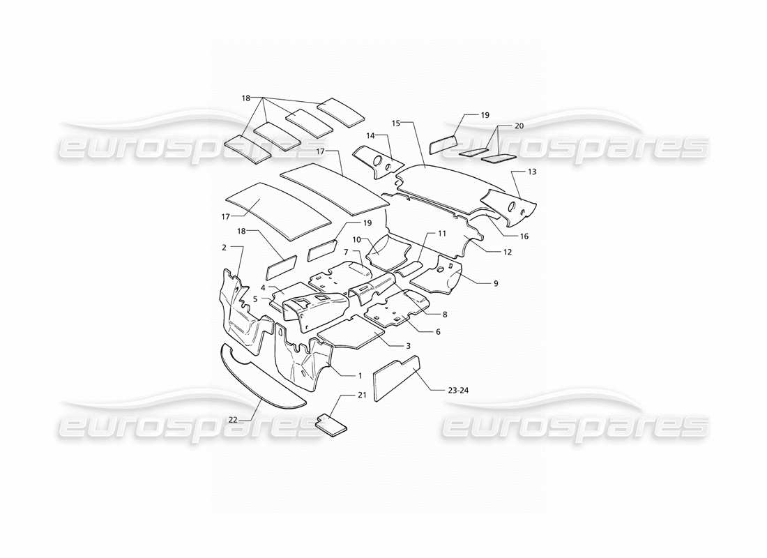 maserati qtp v8 (1998) isolation (à droite) schéma des pièces