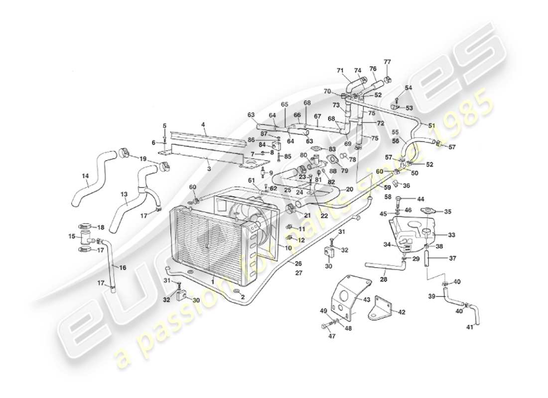 aston martin v8 virage (1999) système de refroidissement par eau, jusqu'à environ vin 60192 diagramme de pièce