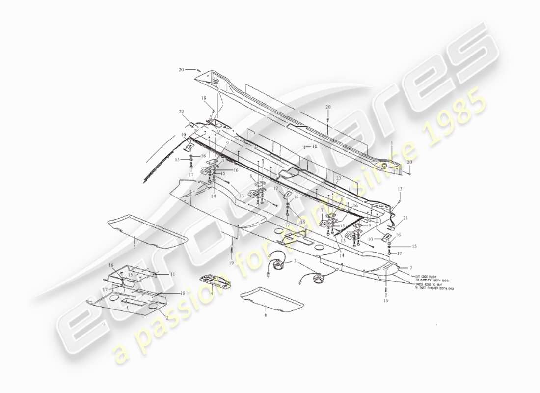 aston martin v8 virage (2000) rail supérieur, diagramme de pièce volante