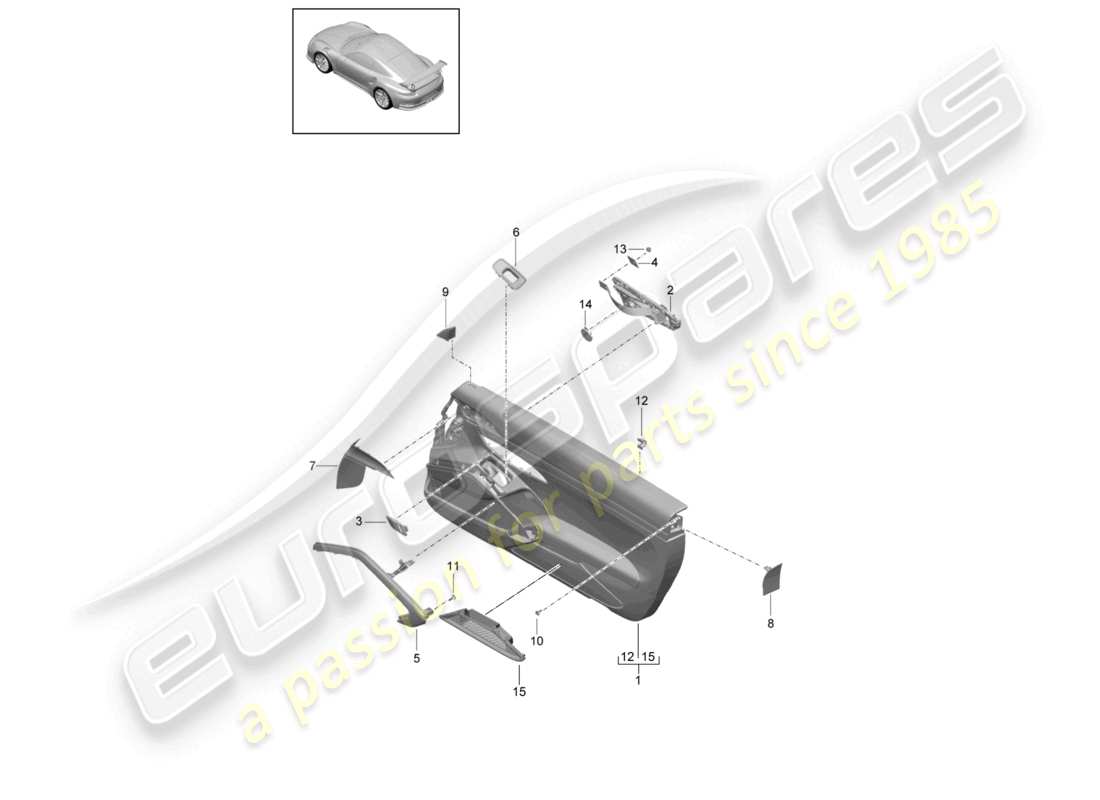 porsche 2021 (991-2 r/gt3/rs) panneau de porte accessoires gt3 rs d >>- mj 2016 schéma des pièces