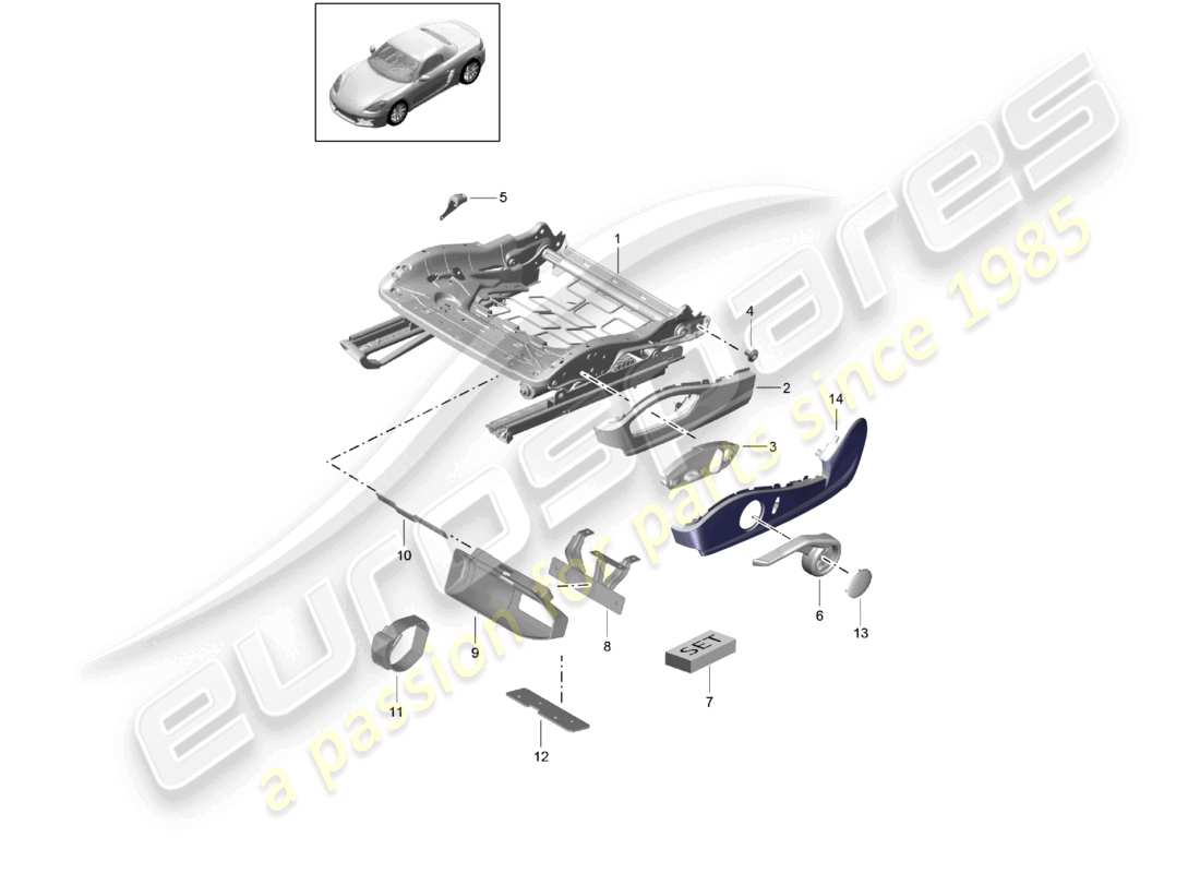 porsche 2025 (718 boxster) cadre de siège siège sport accessoires support extincteurs schéma des pièces