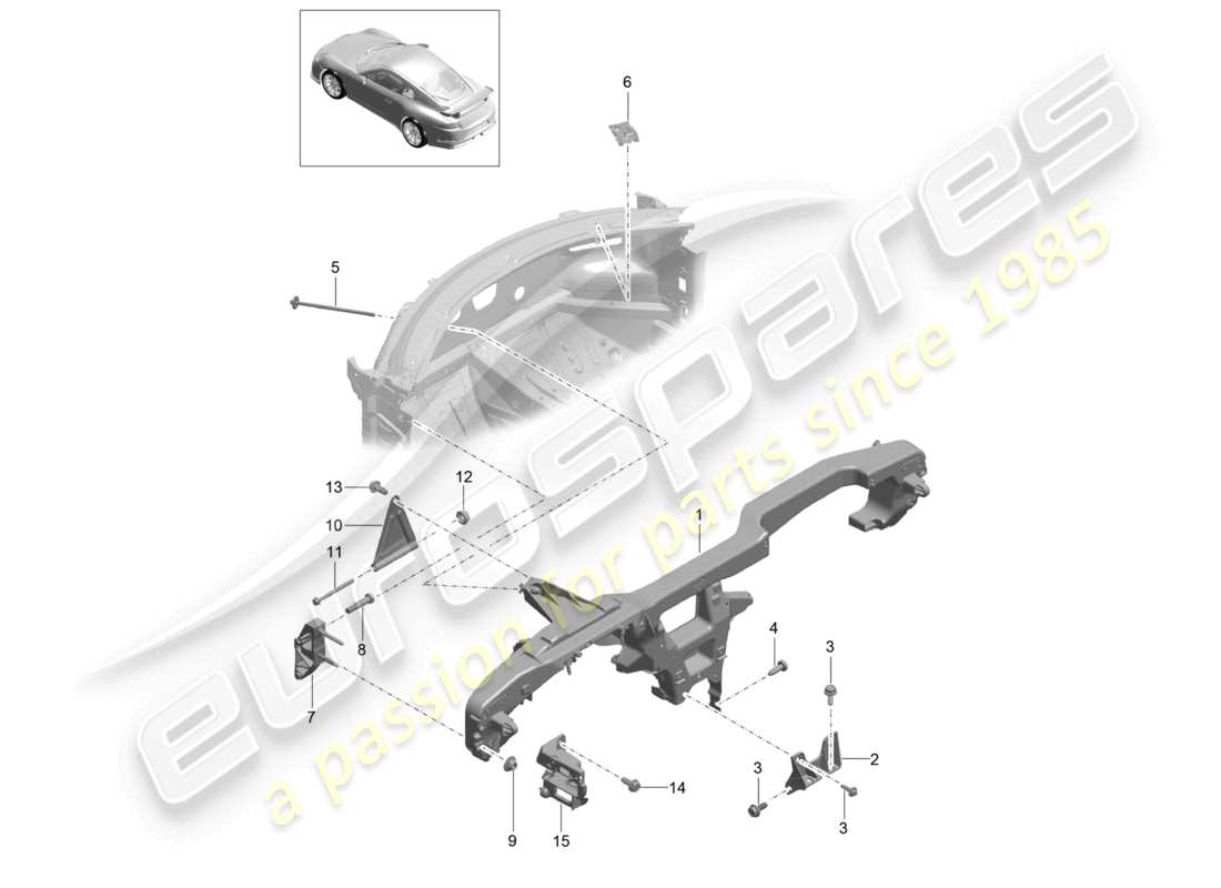 porsche 2021 (991-2 r/gt3/rs) schéma des pièces du cadre de retenue du tableau de bord