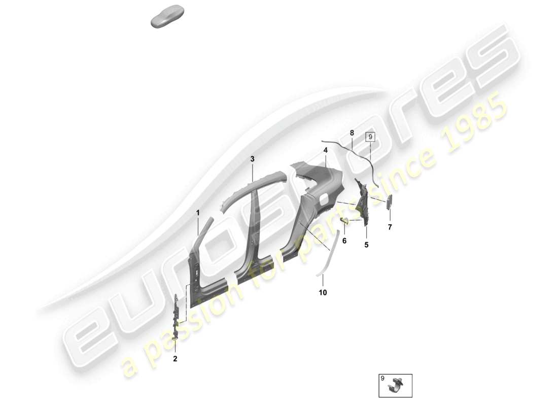 porsche 2024 (macan-e) sous-parties de la partie latérale diagramme des pièces