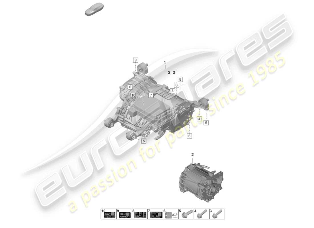 porsche 2025 (taycan 9j1-2) moteur de remplacement moteur de traction pour entraînement électrique essieu arrière schéma des pièces