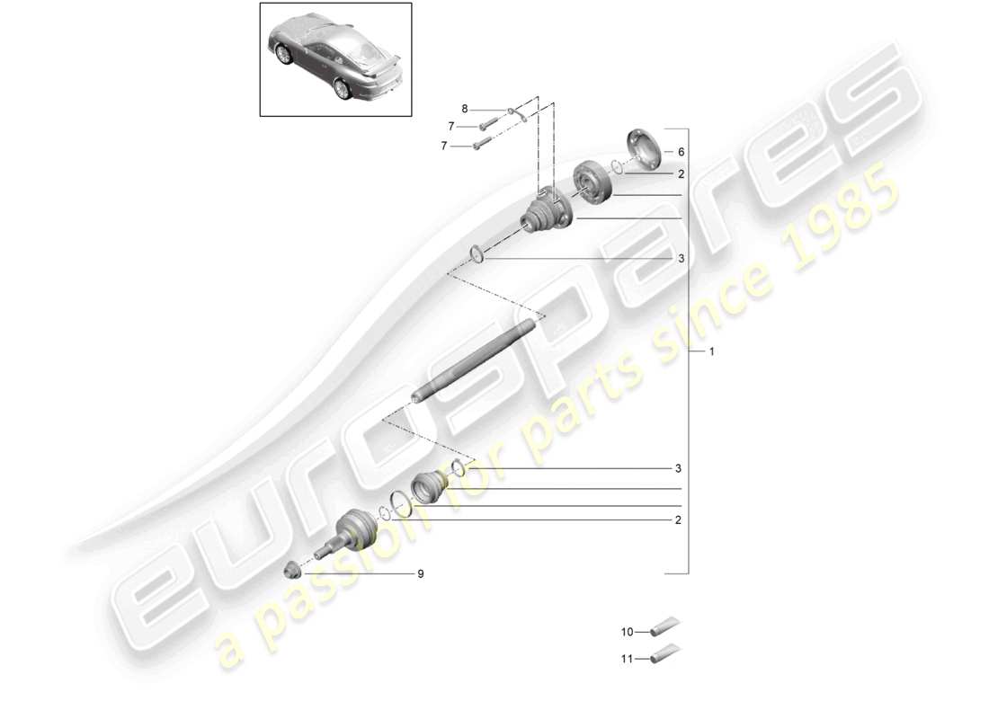 porsche 2021 (991-2 r/gt3/rs) arbre de transmission d - mj 2018>> schéma des pièces