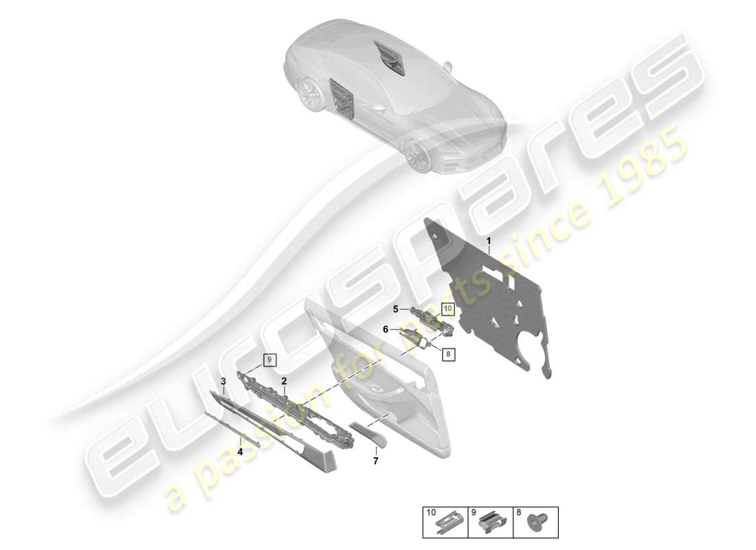 porsche 2024 (panamera 976) panneau de porte portes arrière accessoires schéma des pièces