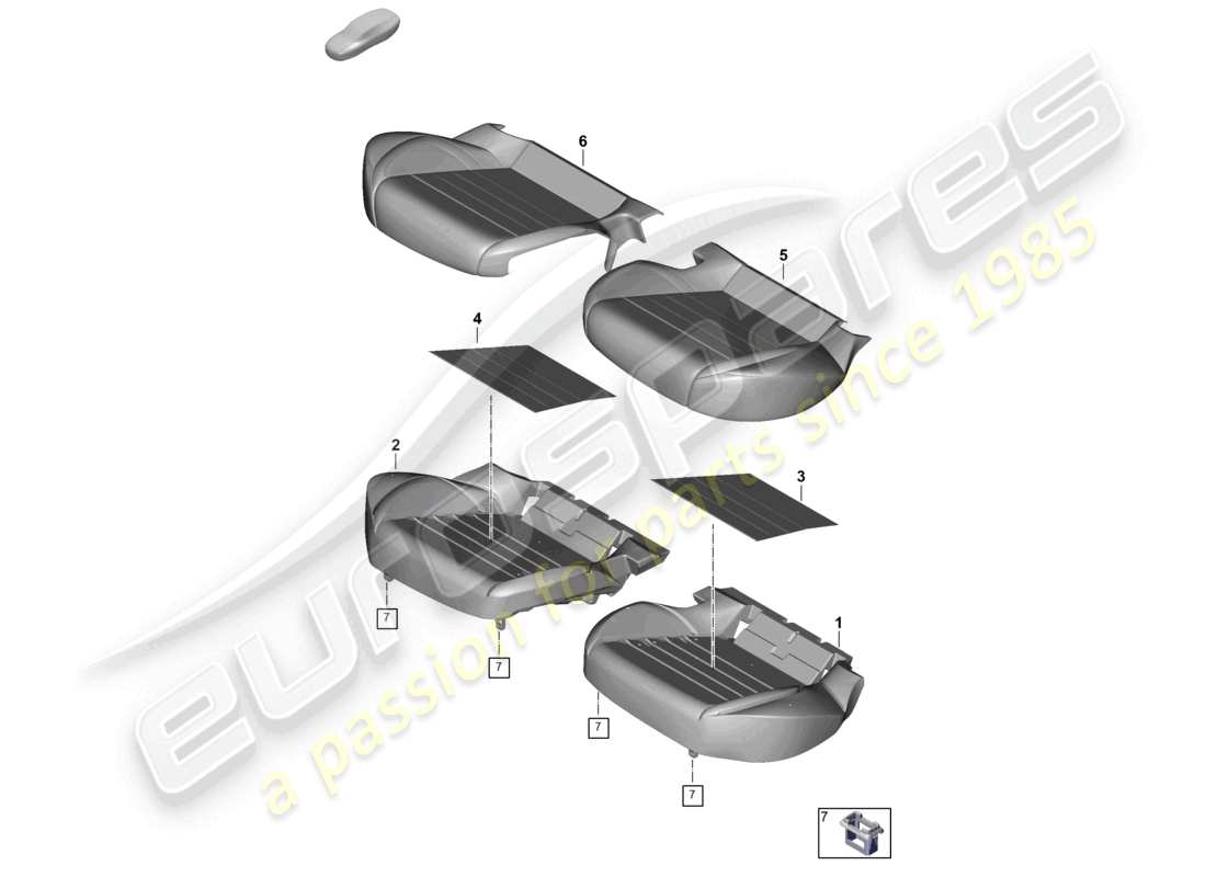 porsche 2025 (panamera 976) pièce en mousse coussin de siège arrière housse de siège diagramme des pièces