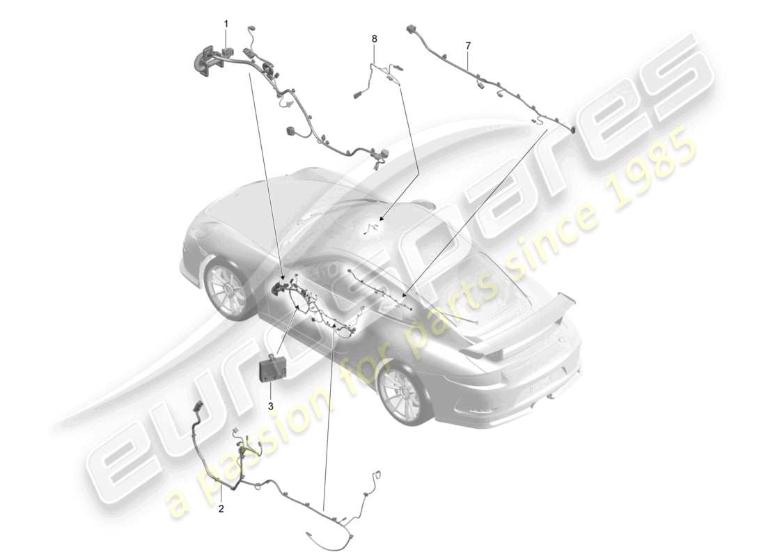 porsche 2021 (991-2 r/gt3/rs) faisceaux de câbles portes console centrale boîte à gants unités de commande portes d >>- mj 2017 schéma des pièces