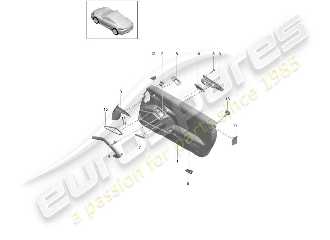 porsche 2021 (718 cayman) panneau de porte accessoires panneau de garniture pour garniture de porte cuir gts 4.0 diagramme des pièces