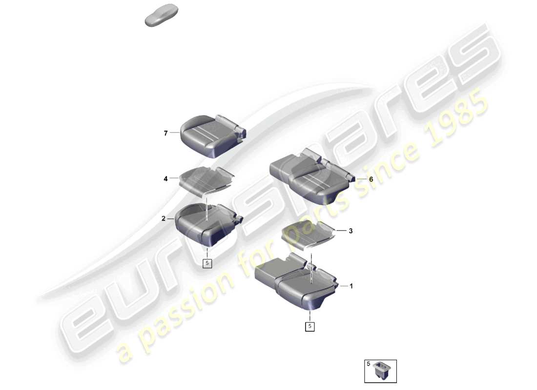 porsche 2026 (cayenne e3 pa) pièce en mousse coussin de siège arrière housse de siège diagramme des pièces