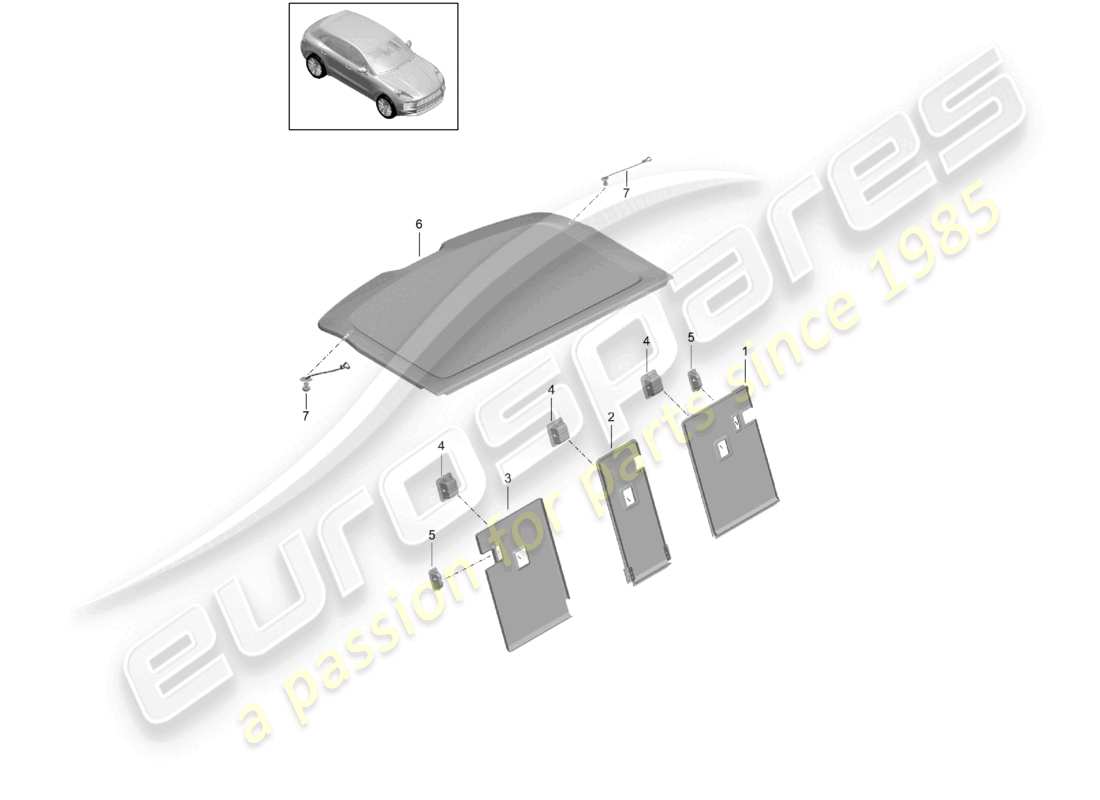 porsche 2024 (macan) couvercle de panneau arrière couvercle de couvercle pour coffre à bagages schéma des pièces