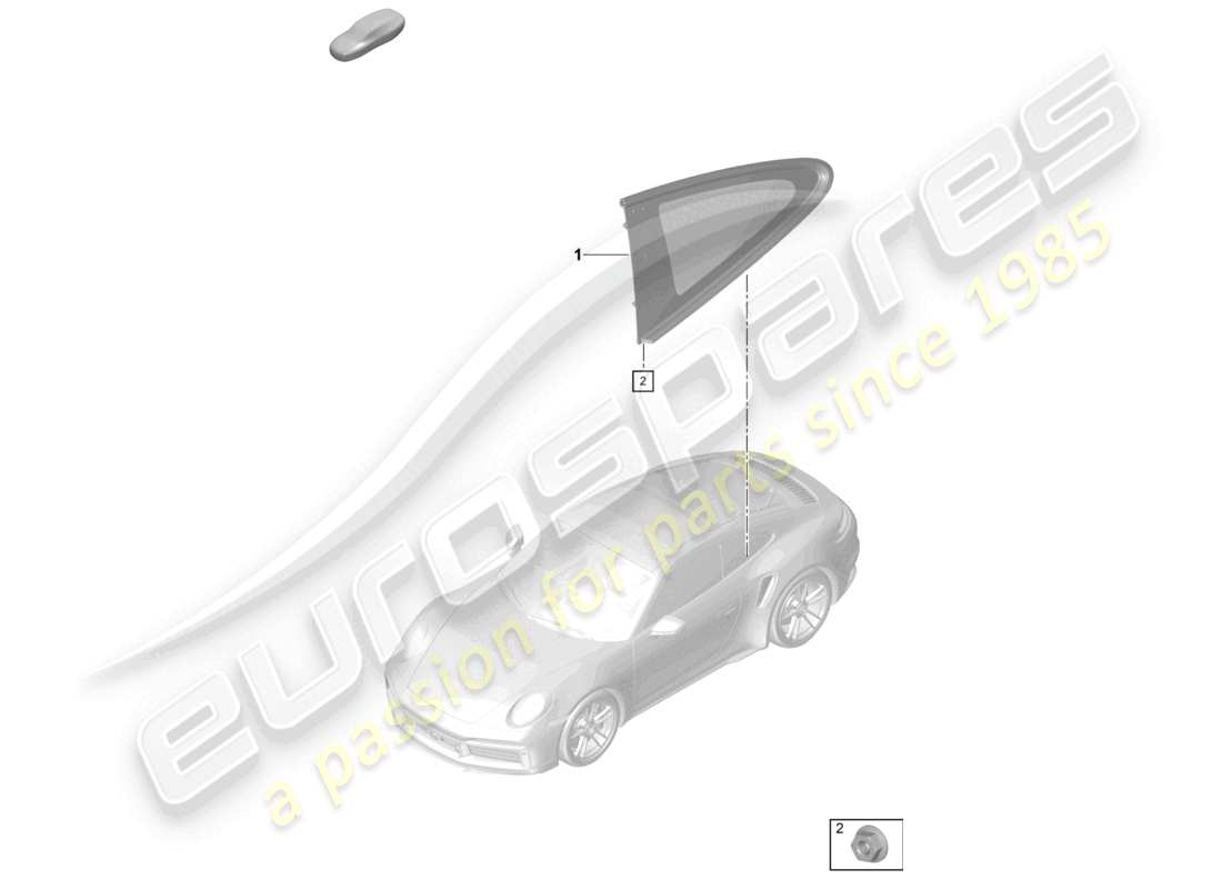porsche 2022 (992-1 turbo / s) fenêtre latérale diagramme des pièces