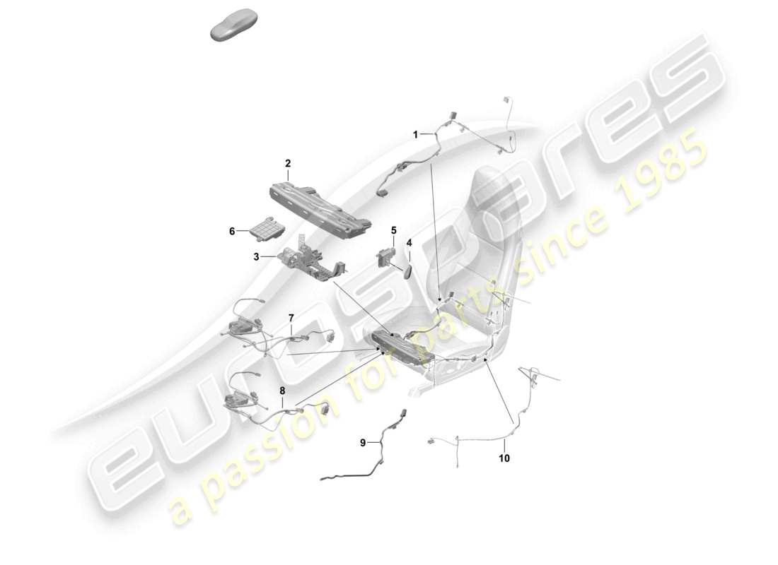 porsche 2021 (718 cayman gt4) faisceaux de câbles interrupteur unité de commande siège sport à moteur électrique schéma des pièces