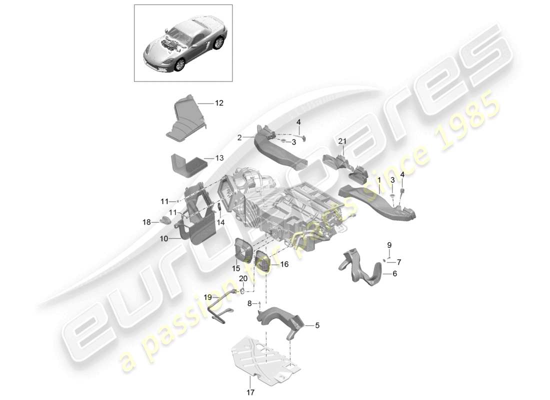 porsche 2023 (718 boxster) diagramme des pièces du guide d'air