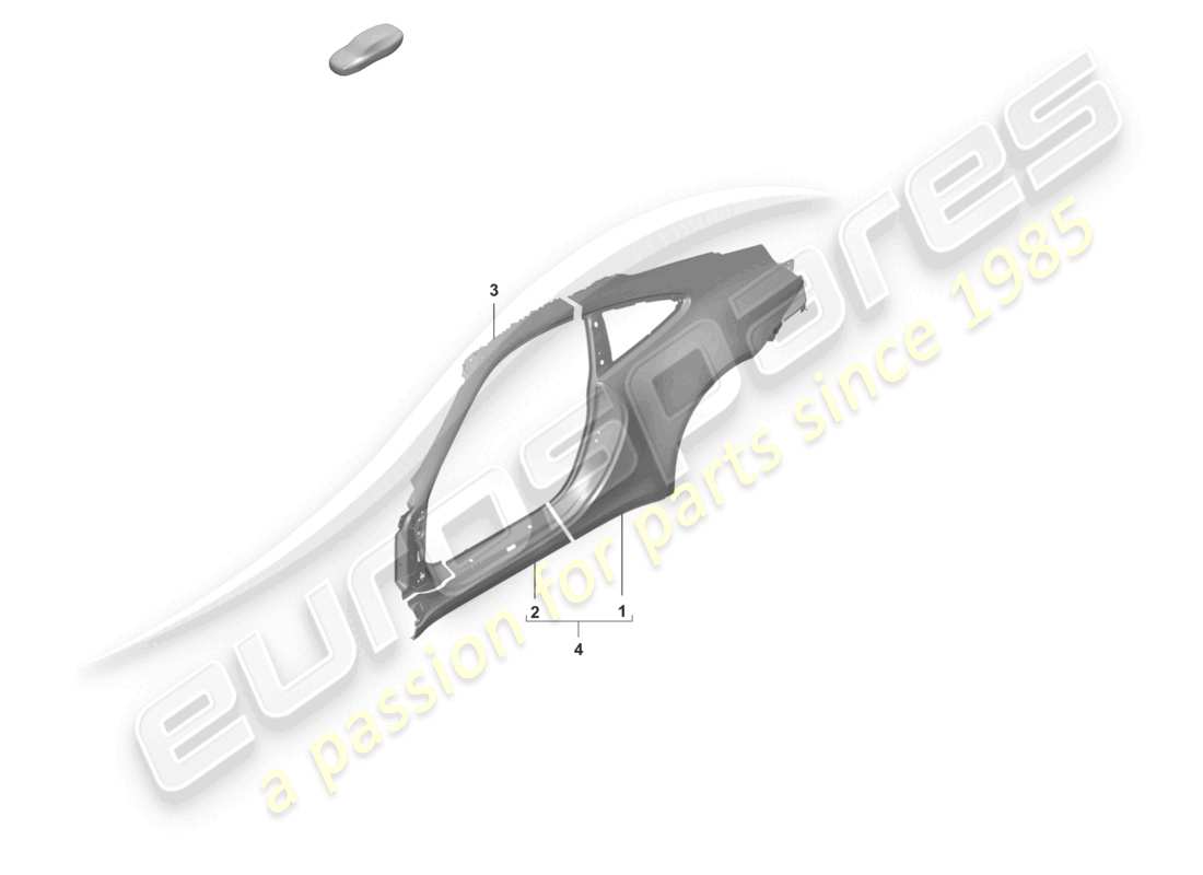 porsche 2024 (992-1) schéma des pièces de la partie latérale extérieure du coupé