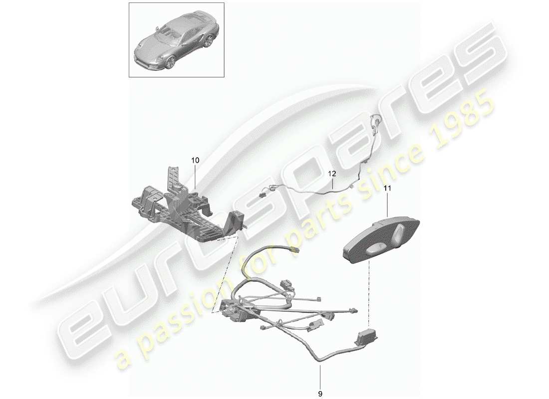 porsche 2018 (991-2 turbo) faisceaux de câbles schéma des pièces