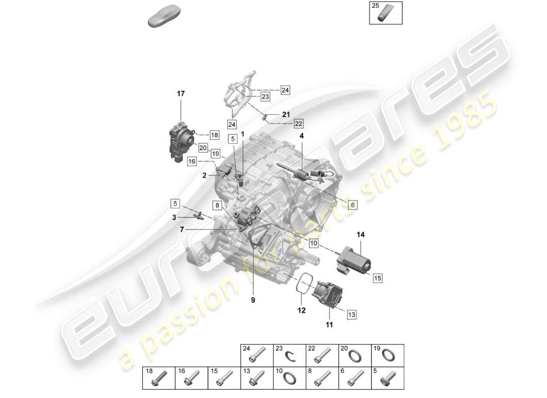 porsche 2025 (taycan 9j1-2) capteurs de différentiel de pont arrière élément de commande d'accélérateur diagramme des pièces
