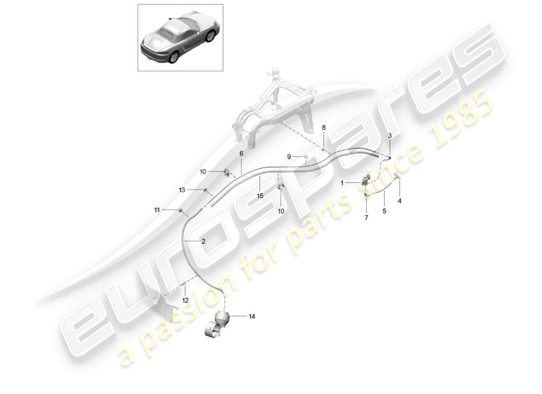 porsche 2021 (718 boxster) schéma des pièces de l'unité de commande du volet d'échappement sport du système d'échappement