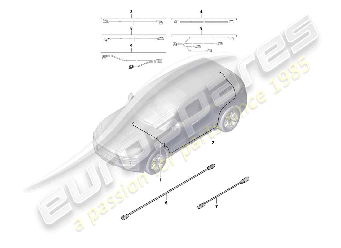 porsche 2024 (cayenne e3 pa) schéma des pièces de la ligne de connexion aérienne
