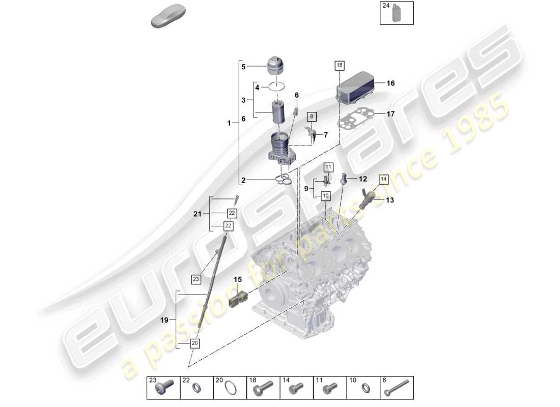 porsche 2026 (cayenne e3 pa) filtre à huile console refroidisseur d'huile schéma des pièces