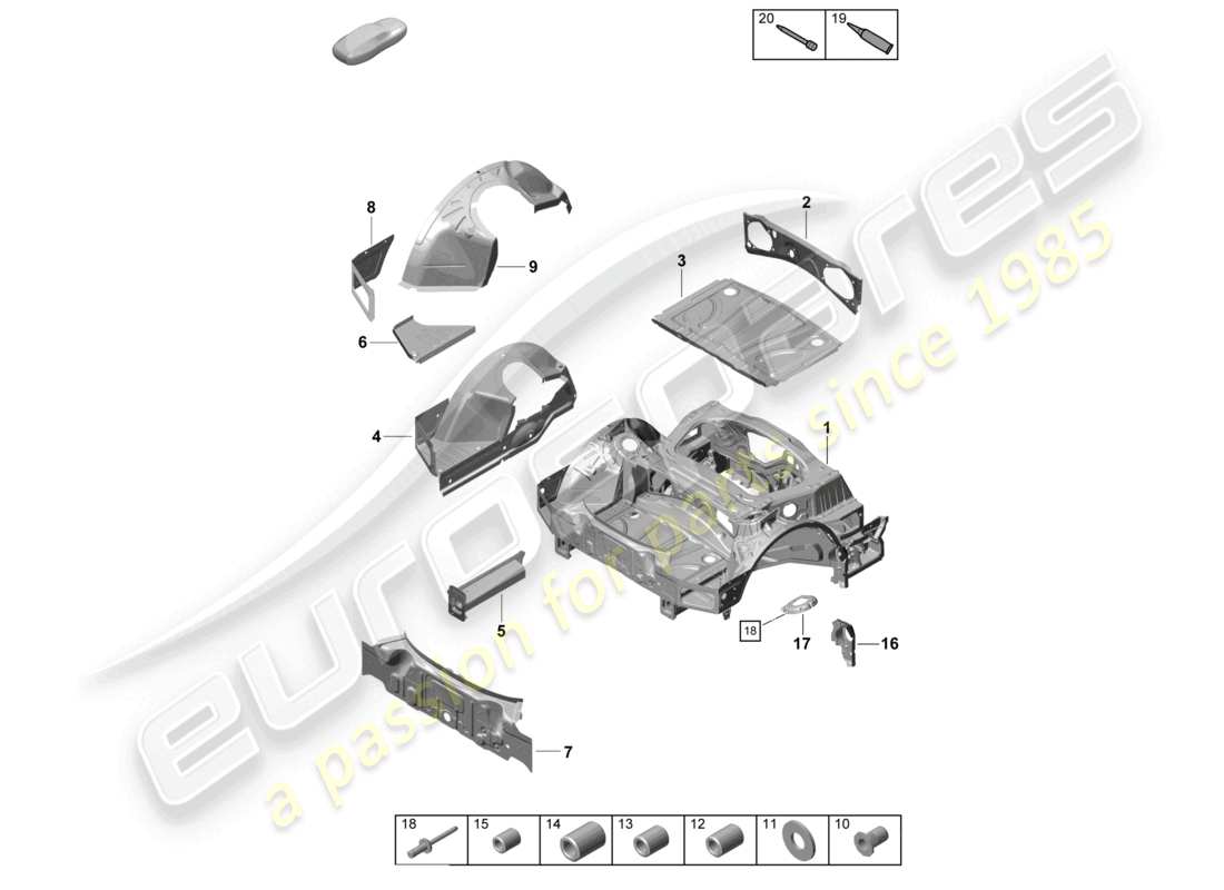porsche 2019 (718 cayman gt4) schéma des pièces arrière