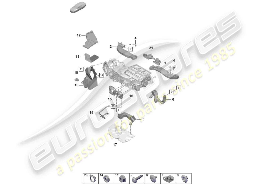 porsche 2021 (718 cayman gt4) guidage aérien schéma des pièces